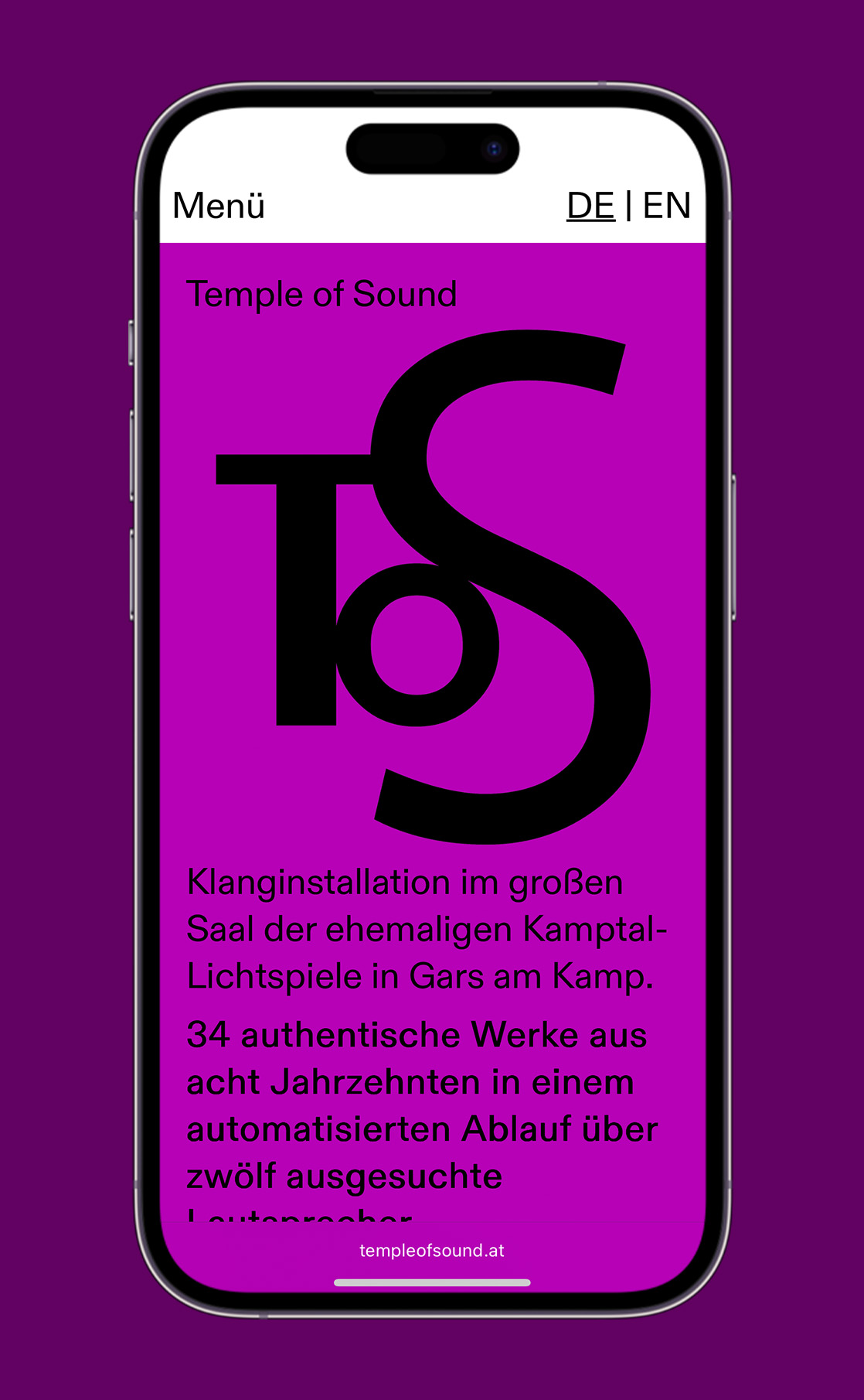 Temple of sound – A Festival Website in Tune with the Music